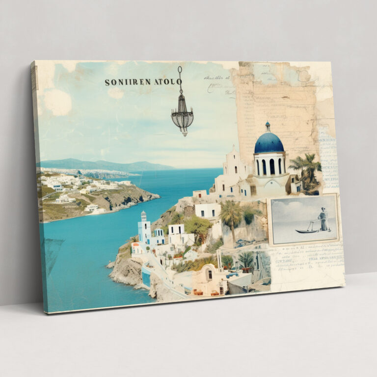 Vintage Santorini Wall Decoration - Santorini, Canvas Print, Home Decoration, Wall Decoration