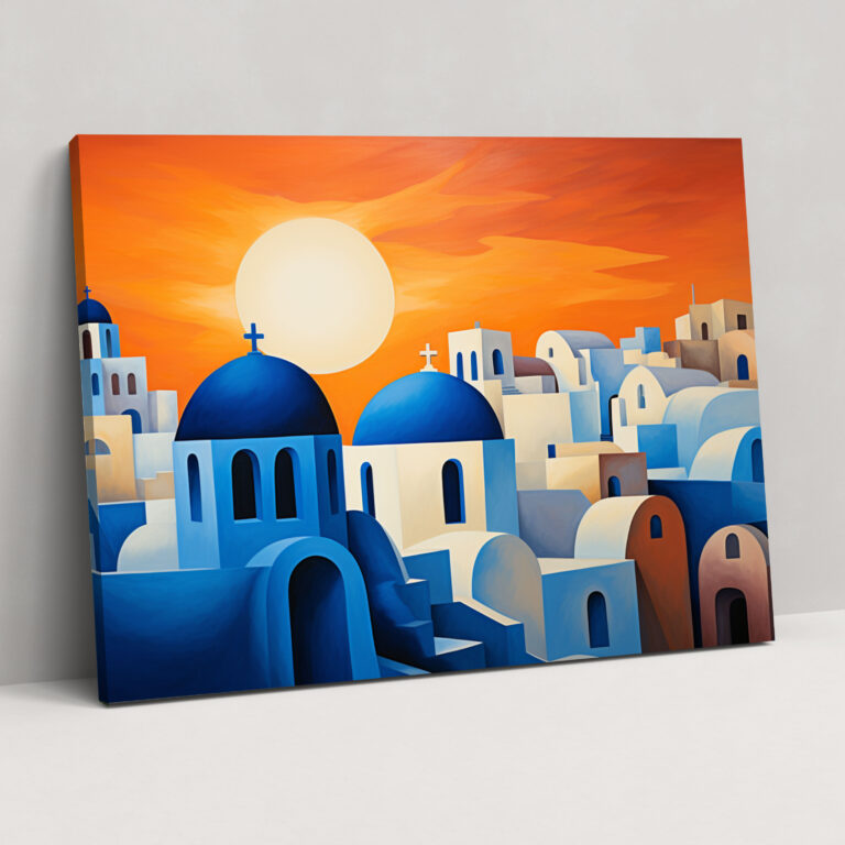 Santorini Canvas Print - Minimalist Abstract Wall Art - Santorini, Sunset, Abstract Painting, Home Decoration