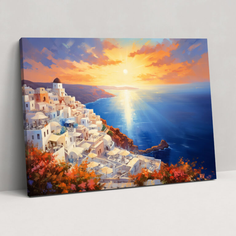 Santorini Wall Art - Romantic Sunset Canvas Print - Santorini, Canvas Print, Wall Decoration, Canvas Wall Art