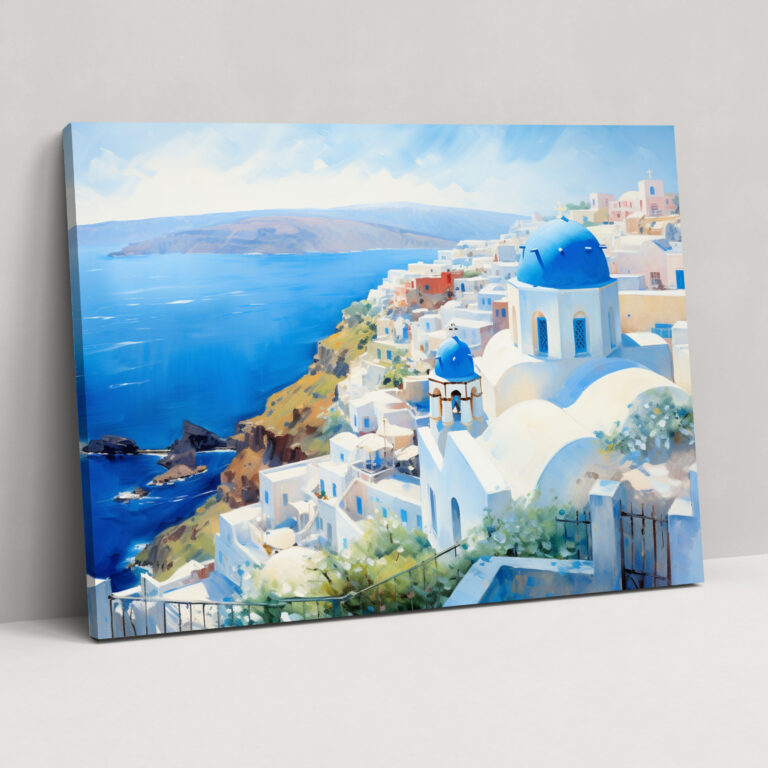 Santorini Canvas Wall Art - Santorini, Wall Decoration, Wall Art, Blue-Domed Churches