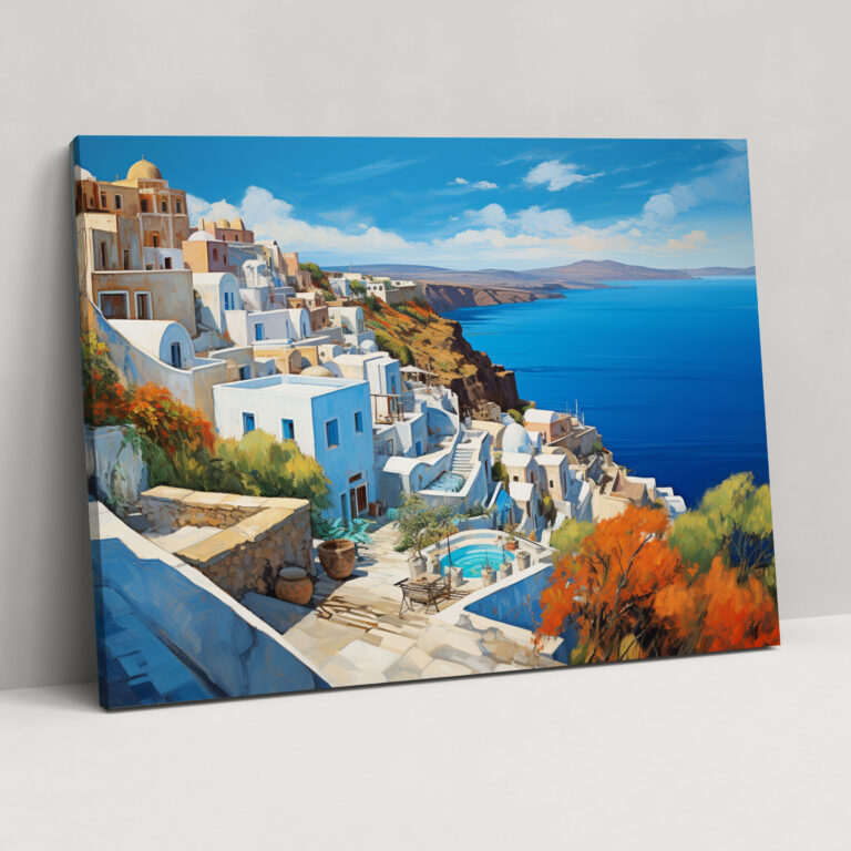 Santorini Wall Decoration - Santorini, Oil Painting, Wall Decoration, Canvas Wall Art