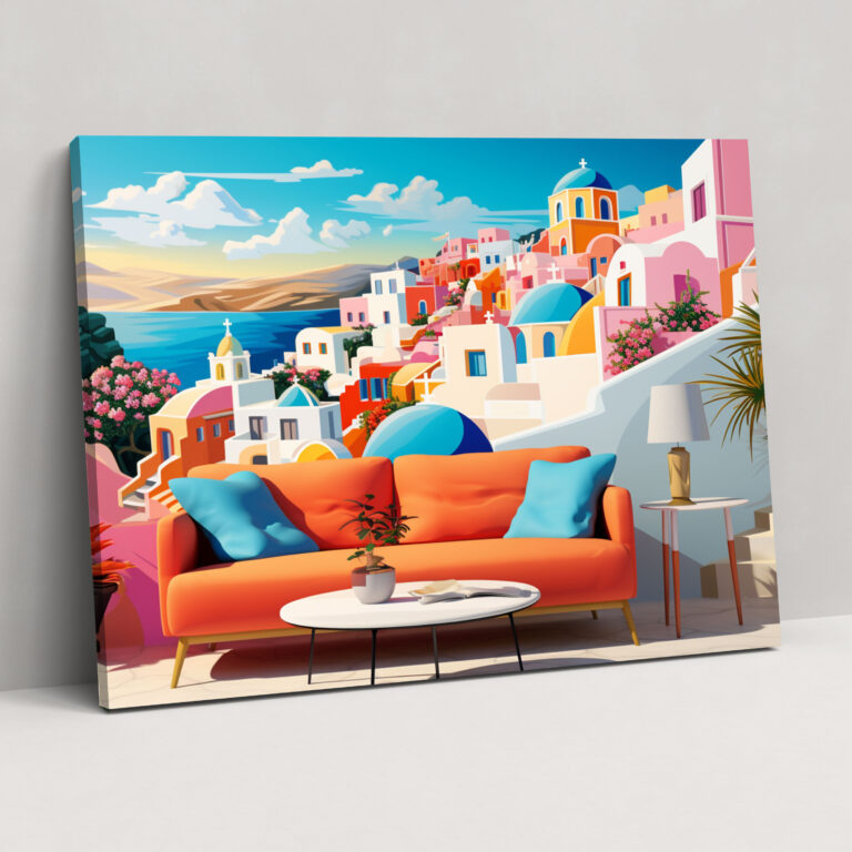 Santorini Canvas Wall Decoration - Santorini, Landmarks, Santorini, Canvas Print