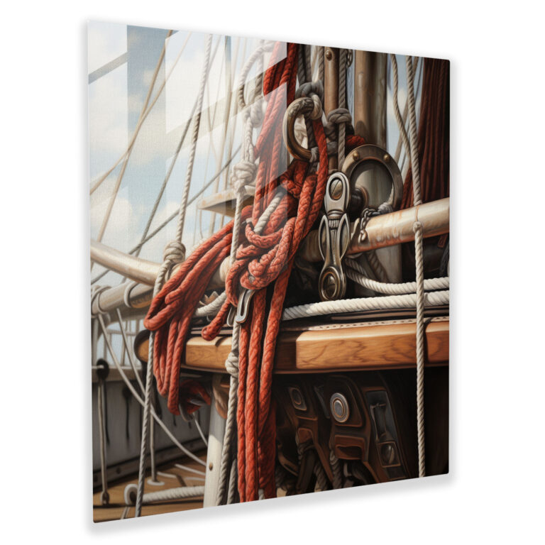 Sailboat Details Glass Print - Sailboat, Home Decoration, Modern Art, Glass Art