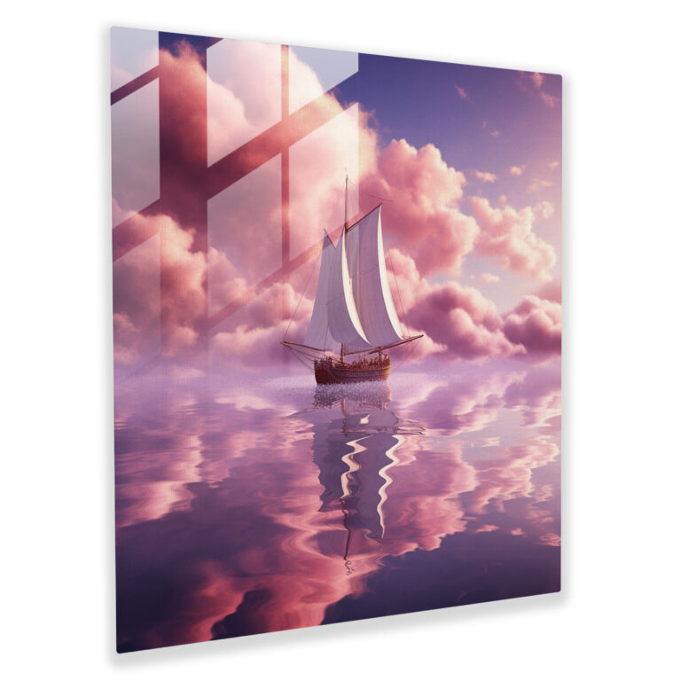Floating Dreams Sailboat Glass Print - Sailboat, Modern Art, Glass Print, Wall Decoration