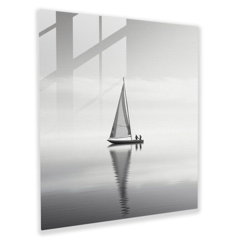 Sailboat Monochrome Glass Print - Sailboat, Modern Art, Home Decoration, Glass Art