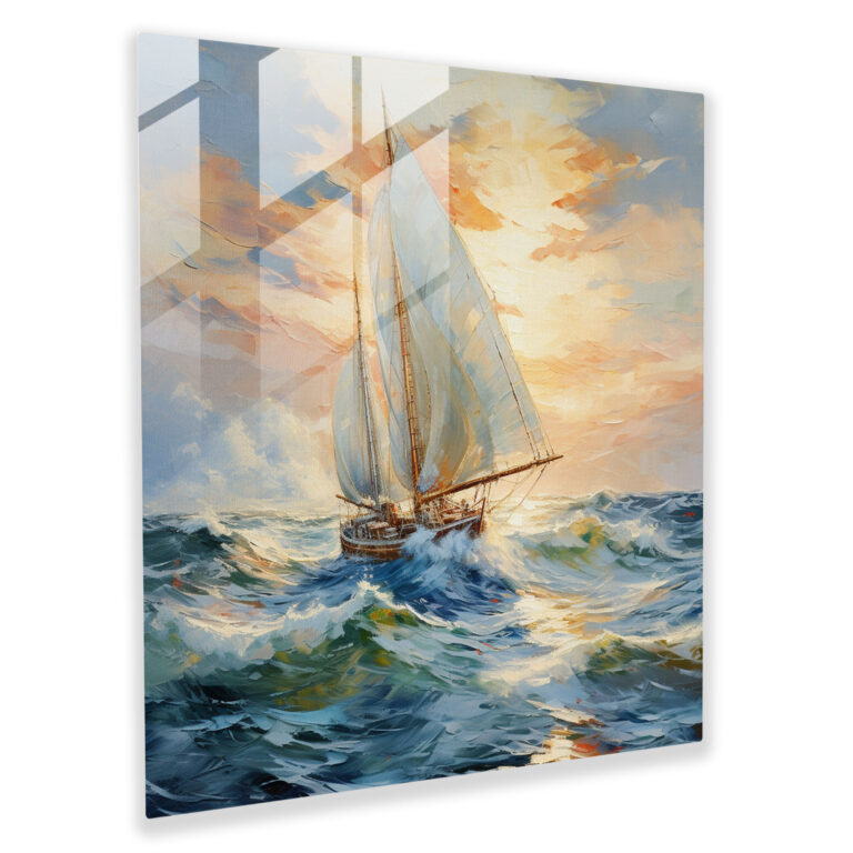Impressionist Sailboat Glass Print - Sailboat, Wall Decoration, Home Decoration, Expressive Brushwork