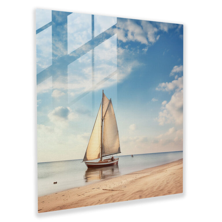 Coastal Sailboat Glass Print - Sailboat, Glass Wall Art, Glass Art, Serene Atmosphere