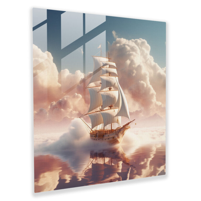 Dreamlike Sailboat Glass Print - Sailboat, Whimsical Colors, Glass Wall Art, Glass Art