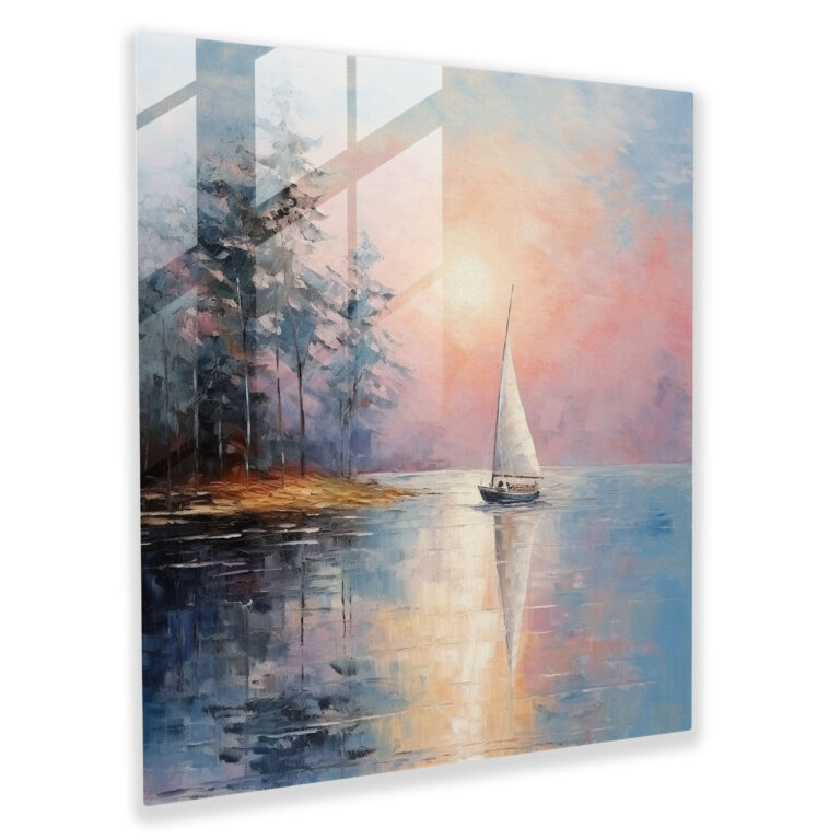 Impressionist Sailboat Glass Print - Sailboat, Modern Art, Sailboat, Glass Wall Art