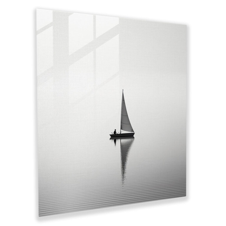 Minimalist Sailboat Glass Print - Sailboat, Glass Art, Glass Wall Art, Wall Decoration