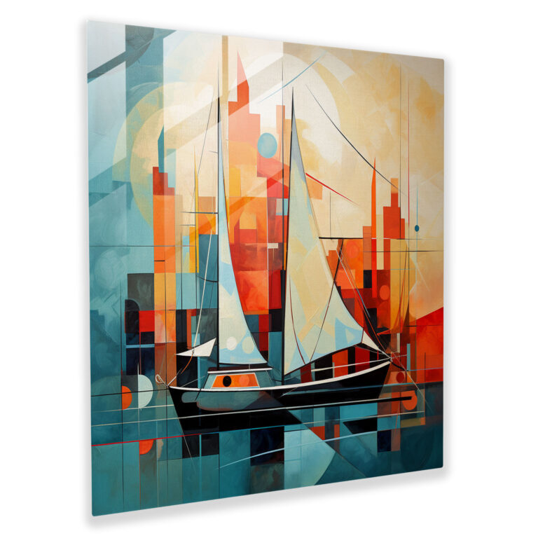 Contemporary Sailboat Glass Print - Sailboat, Wall Decoration, Glass Print, Glass Art