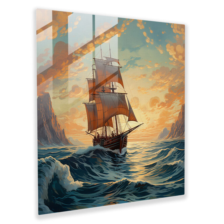 Traditional Sailboat Glass Print - Sailboat, Home Decoration, Wall Decoration, Traditional