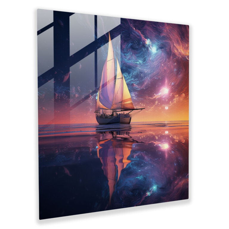 Futuristic Sailboat Glass Print - Sailboat, Glass Print, Home Decoration, Futuristic