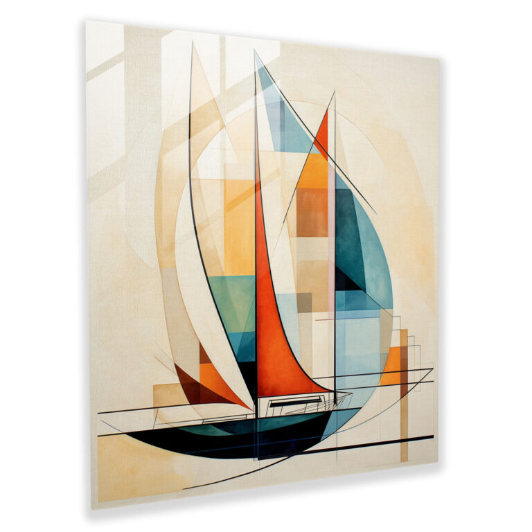 Sailboat Glass Print - Sailboat, Modern Art, Contemporary Geometric Design, Glass Wall Art