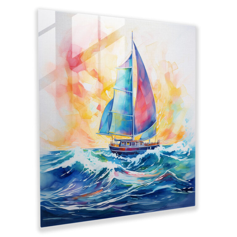 Sailboat Dreams Glass Print - Sailboat, Glass Print, Modern Art, Glass Art