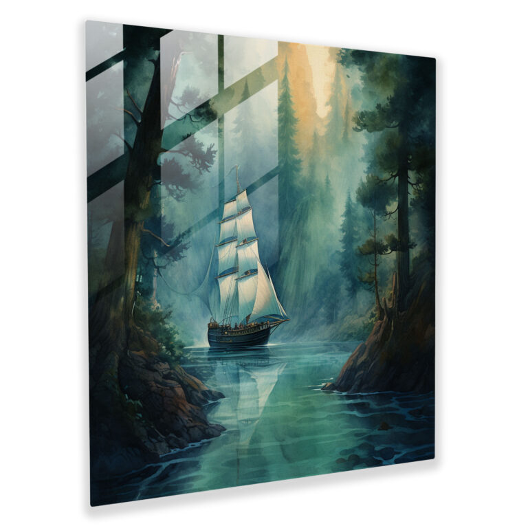 Mystical Journey Glass Print - Sailboat, Sailboat, Glass Art, Enchanting