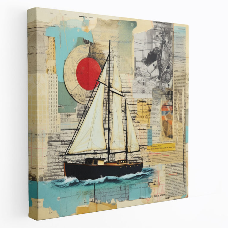 Sailboat Wall Decoration - Sailboat, Sailboat, Collage, Vintage Aesthetics