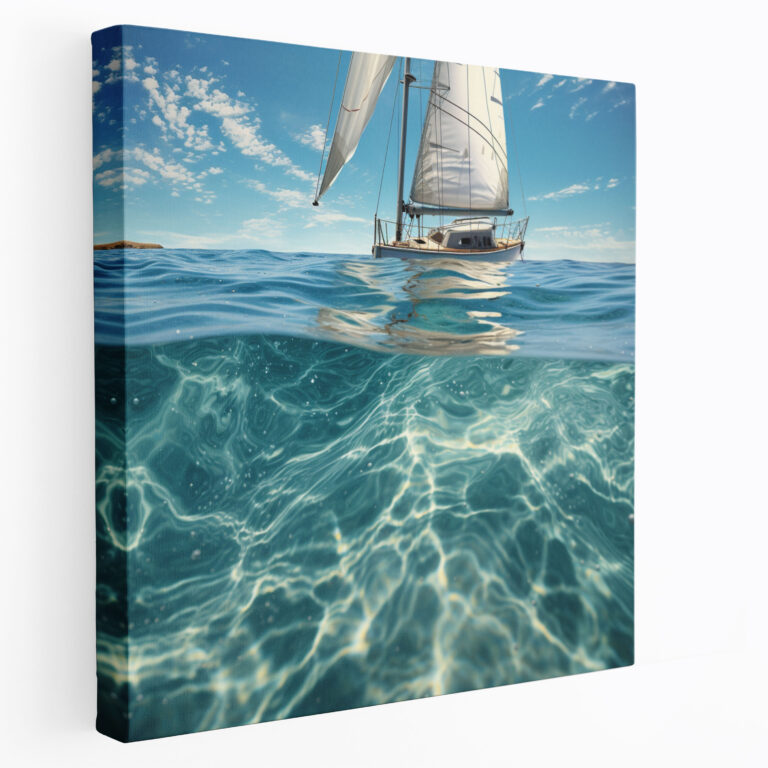 Sailboat Wall Decoration - Sailboat, Photorealistic, Seascape Photograph, Canvas Wall Art