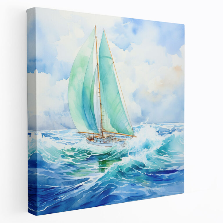 Sailboat Canvas Print - Turquoise Waves - Wall Art - Sailboat, Canvas Wall Art, Canvas, Tranquility