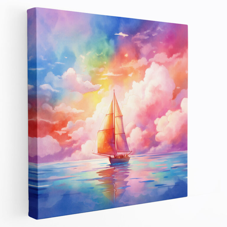 Sailboat Canvas Print - Rainbow Skies - Wall Art - Sailboat, Positivity, Home Decoration, Canvas