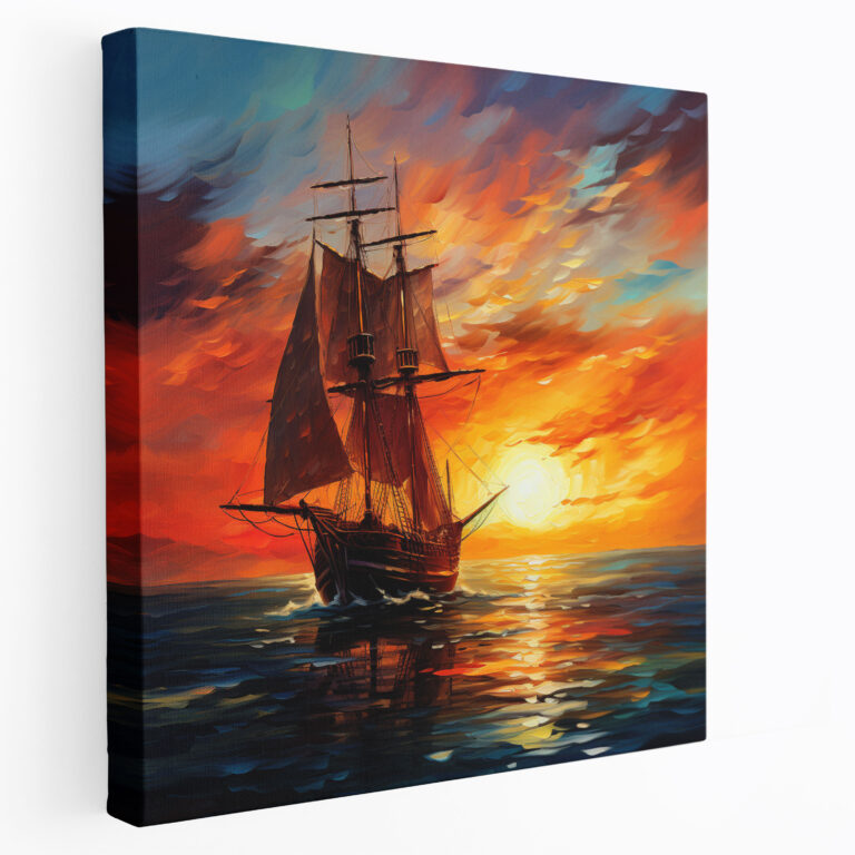Majestic Sailboat Oil Painting Wall Art - Sailboat, Oil Painting, Dramatic Atmosphere, Canvas Print