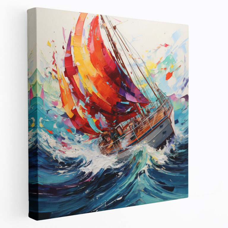 Dynamic Waves Sailboat Wall Art - Sailboat, Swirling Waves, Canvas Print, Wall Art