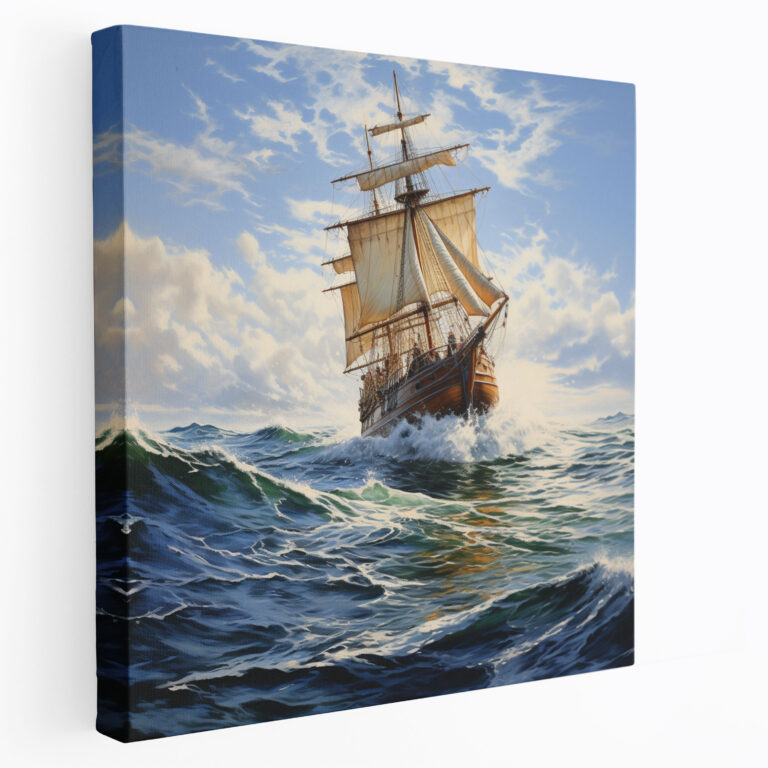 Realistic Seascape Sailboat Canvas Print - Sailboat, Wall Art, Canvas Print, Sailboat