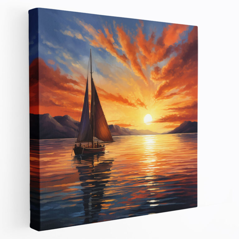 Sailboat Canvas Print - Sunset Reflections - Sailboat, Wall Decoration, Sailboat, Home Decoration