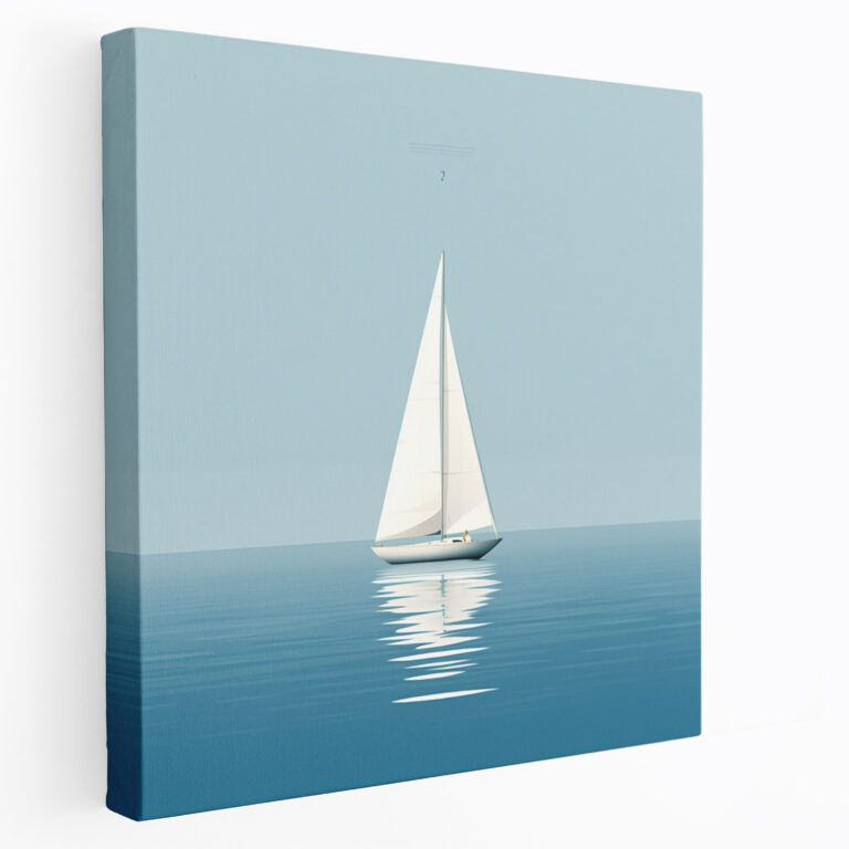 Sailboat Wall Art - Serene Blue - Sailboat, Home Decoration, Minimalistic, Sailboat