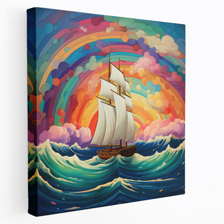 Sailboat Wall Decoration - Rainbow Adventure - Sailboat, Rainbow-Colored, Home Decoration, Canvas Wall Art