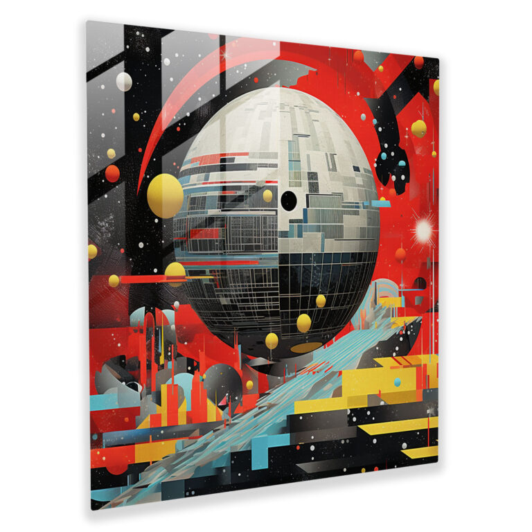 Star Wars Geometric Glass Print - Star Wars, Geometric, Home Decoration, Death Star