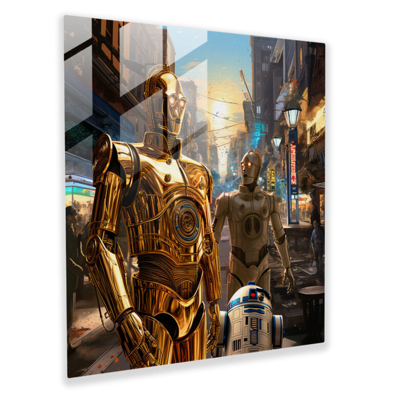 Star Wars Futuristic Glass Print - Star Wars, Modern Art, Digital Illustration, C-3Po