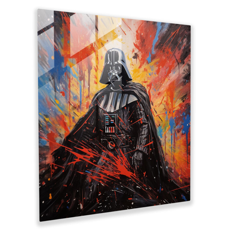 Star Wars Glass Print - Abstract Acrylic Painting - Darth Vader Battling His Inner Demons - Star Wars, Darkness, Star Wars, Inner Demons