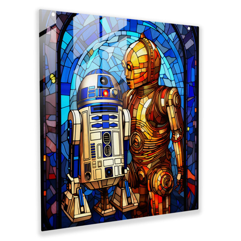 Star Wars Glass Print - Stained Glass Art - Star Wars, Glass Wall Art, Glass Print, Bb-8