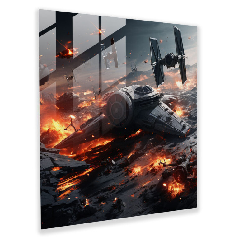 Star Wars 3D Battle Glass Print - Star Wars, Tie Fighters, X-Wings, Wall Decoration