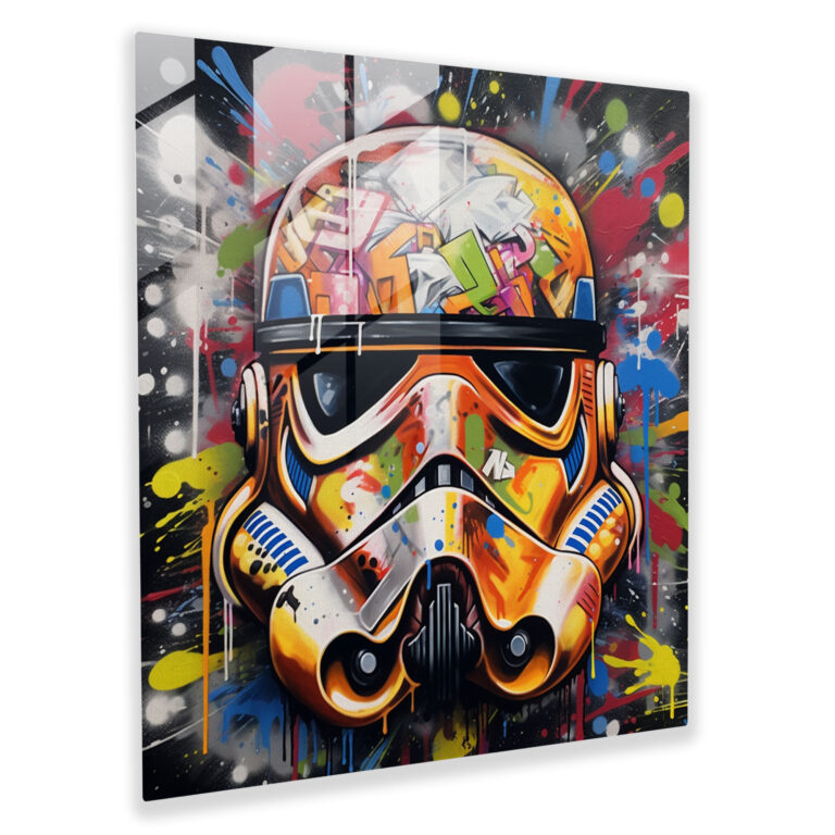 Rebellious Stormtrooper Graffiti Glass Print - Star Wars, Wall Decoration, Glass Print, Glass Art