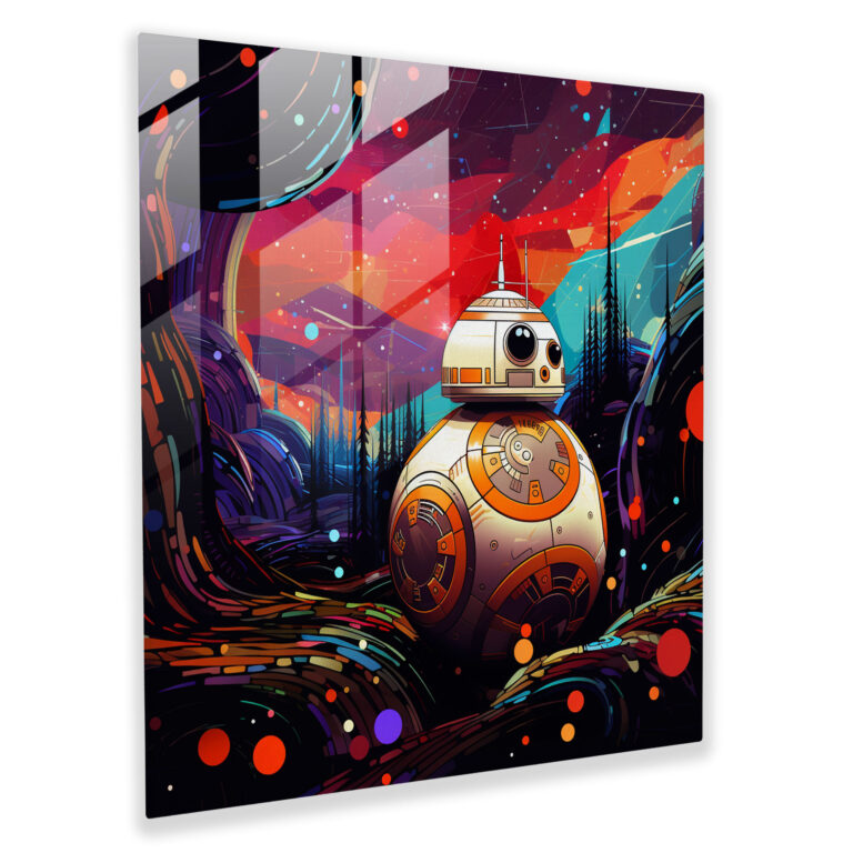 Star Wars Bb-8 Whimsical Glass Print - Star Wars, Home Decoration, Whimsical, Glass Art