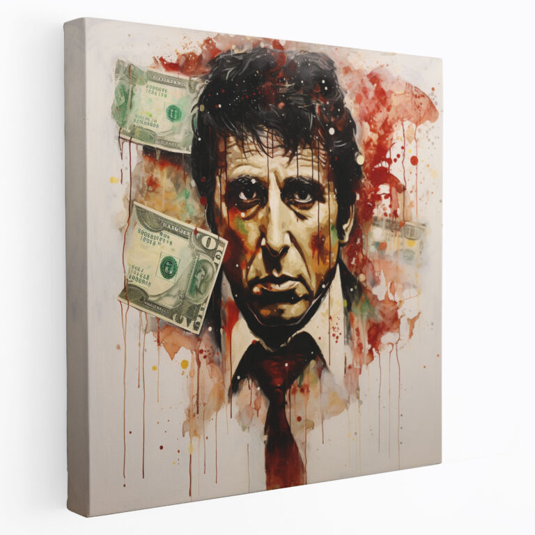 Scarface Canvas Print - Abstract Blood Stained Wall Art - Scarface, Scarface, Dollar Bill, Abstract Painting