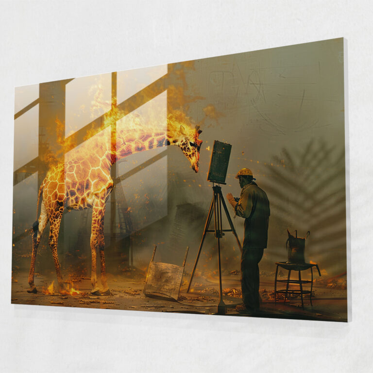 The Burning Giraffe Glass Print - Salvador Dali, Glass Wall Art, Glass Print, Salvador Dali