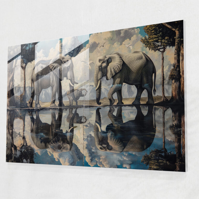 Swans Reflecting Elephants Glass Art - Salvador Dali, Salvador Dali, Wall Decoration, Glass Art