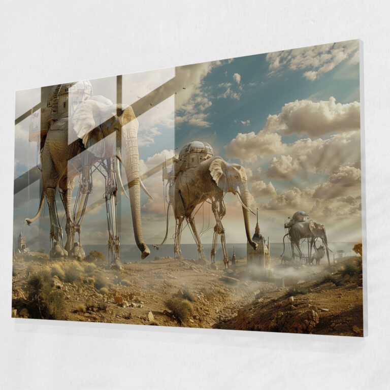 Salvador Dali Glass Wall Art - Long Legged Elephants - Salvador Dali, Home Decoration, Glass Art, Dreamlike