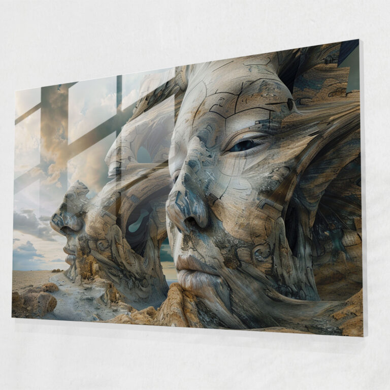 Salvador Dali Glass Print - Distorted Faces - Salvador Dali, Glass Art, Distorted, Abstract
