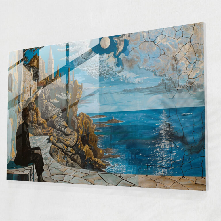 Salvador Dali Glass Wall Art - Gala And The Mediterranean Sea - Salvador Dali, Salvador Dali, Home Decoration, Glass Wall Art