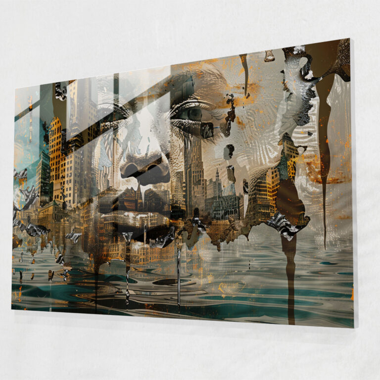 Melting Faces Glass Print - Salvador Dali, Modern Art, Home Decoration, Glass Art