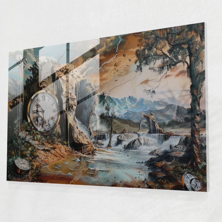 Salvador Dali Glass Print - Melting Clocks - Salvador Dali, Salvador Dali, Modern Art, Surrealism