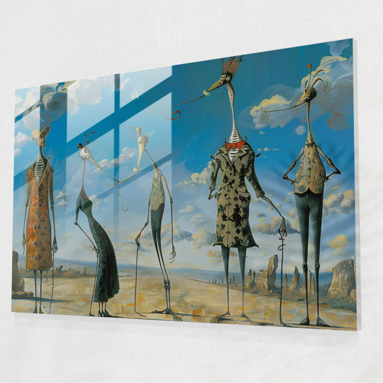 Salvador Dali Glass Wall Art - Whimsical Figures - Salvador Dali, Home Decoration, Glass Wall Art, Modern Art