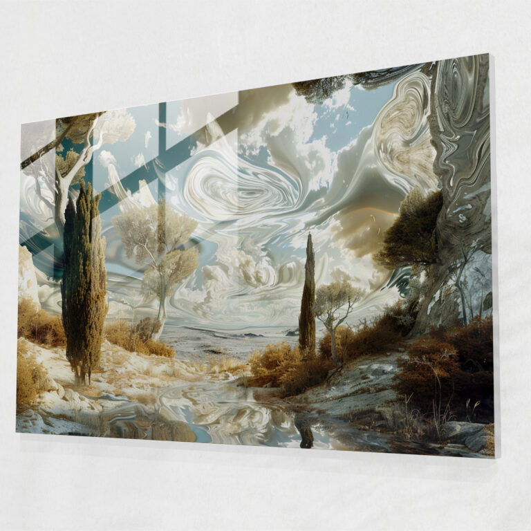 Surrealistic Dali Landscape Glass Wall Art - Salvador Dali, Glass Wall Art, Glass Art, Wall Decoration