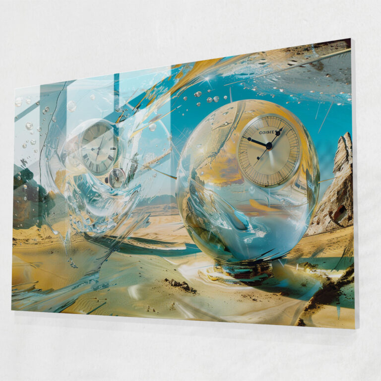 Salvador Dali Surreal Landscape Glass Print - Salvador Dali, Salvador Dali, Glass Print, Melting Clocks