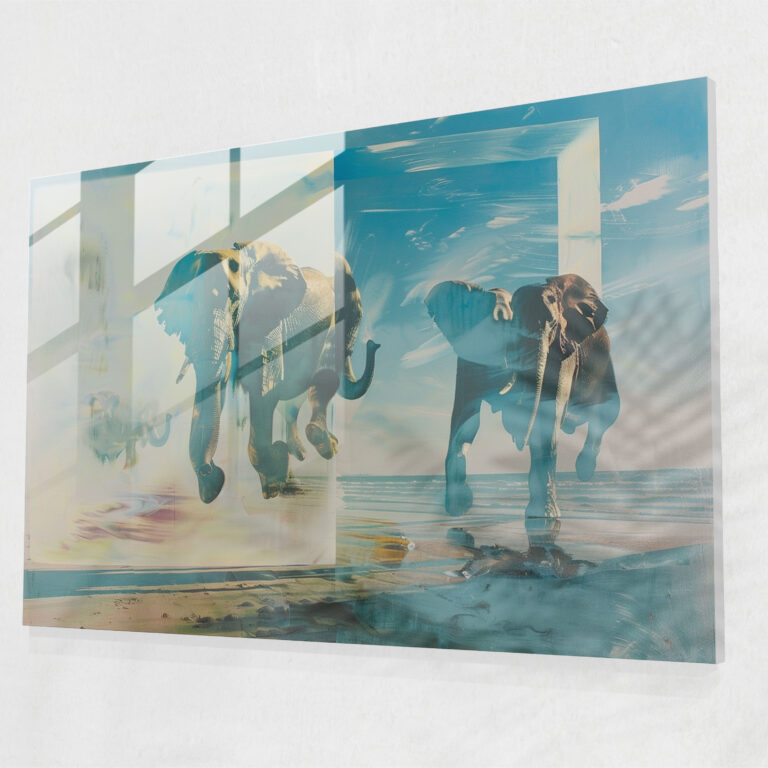 Abstract Elephant Composition Wall Decoration - Salvador Dali, Modern Art, Glass Art, Salvador Dali