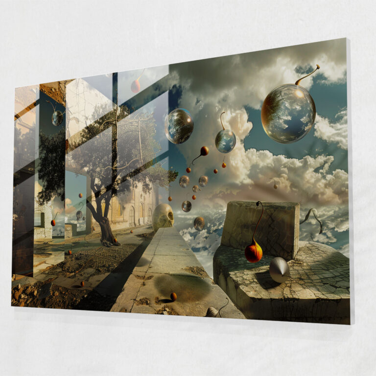 Surrealistic Floating Objects Glass Print - Salvador Dali, Glass Wall Art, Glass Print, Wall Decoration
